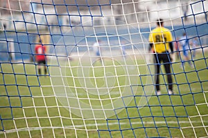 Net, soccer goal during a football mach