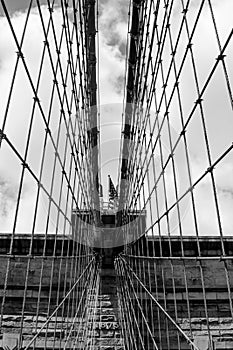 Net of suspension cables on Brooklyn Bridge, Manhattnan New York