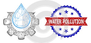 Net Water Production Web Mesh and Textured Bicolor Water Pollution Watermark