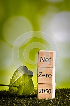 Net zero 2050 Carbon neutral. Net zero greenhouse gas emissions target. Climate neutral long strategy. Fight against global