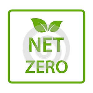 net zero carbon footprint icon vector emissions free no atmosphere pollution CO2 neutral stamp for graphic design, logo, website photo