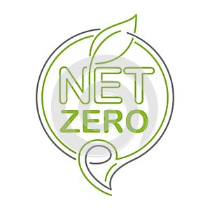 Net zero CO2 neutral green decorative label