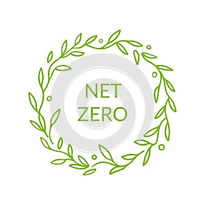 Net zero label. Carbon neutral round sign. Vector isolated design