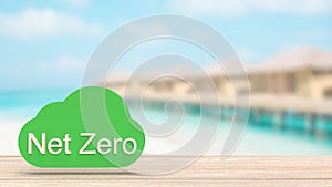 The Net zero text on cloud for eco concept 3d rendering