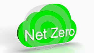 The Net zero text on cloud for eco concept 3d rendering