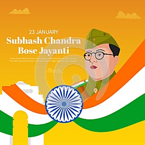 Netaji subhash chandra bose jayanti banner design