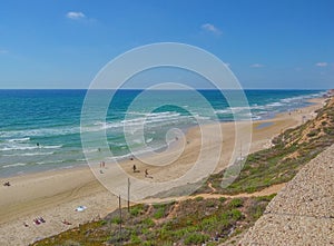 Netanya Beach on the Mediterranean Sea in Netanya, Israel