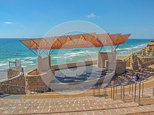 Netanya`s Amphitheater above the Mediterranean Sea in the resort city of Netanya, Israel