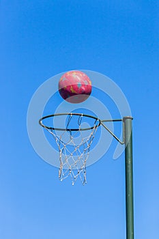 Netball Hoop Ball Blue Sky Outdoors