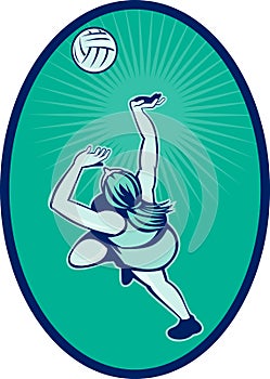 Netball player rebounding