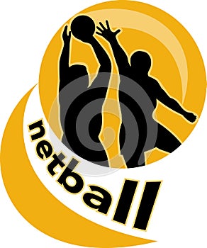 Netball player shooting ball