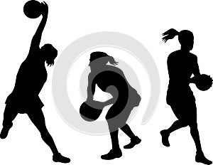 Netball players silhouette