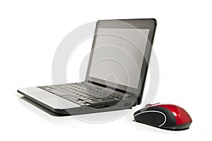 Netbook and a red mouse