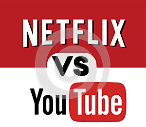 Netflix VS YOUTUBE Logo Editorial Vector