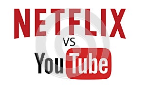 Netflix VS YOUTUBE Logo Editorial Vector