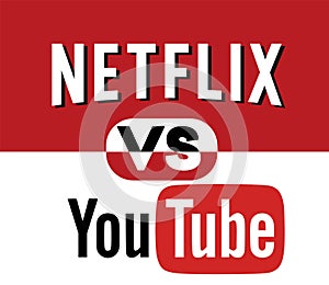 Netflix VS YOUTUBE Logo Editorial Vector