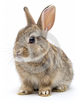 Netherland dwarf rabbit, standing, isolated, clipping path, front view
