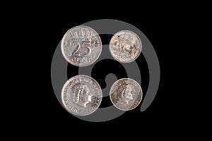 Netherlands 10 and 25 cent antique coin Juliana Koningin DER Nederlanden