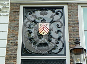 Netherlands, Amsterdam, 439 Keizersgracht, decorative wrought iron lattice over the front door