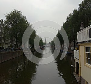 Netherlands, Amsterdam, Prins Hendrikkade, view of the canal and the waterfront