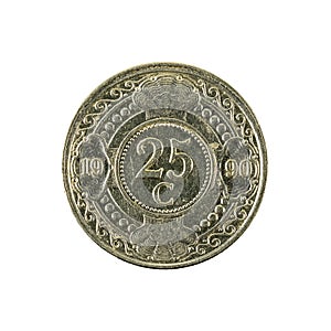 25 netherlands antillean cent coin 1990 obverse