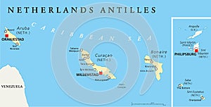 Netherlands Antilles Political Map photo