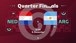 Netherlands argentina playoff quarter finals match Football 2022. 2022 World Football championship match versus teams intro sport