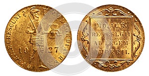 Netherlands coin gold dukat 1927 photo