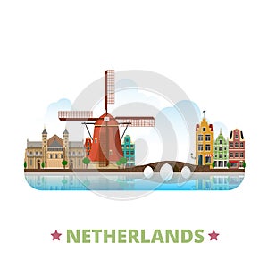 Netherlands country design template Flat cartoon s