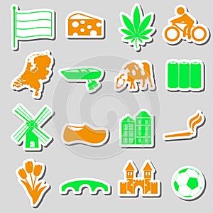 Netherlands country theme color stickers set eps10
