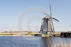 The Netherlands, dutch windmills landscape at Kinderdijk near Rotterdam, an UNESCO world heritage site