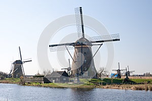 The Netherlands, dutch windmills landscape at Kinderdijk near Rotterdam, an UNESCO world heritage site