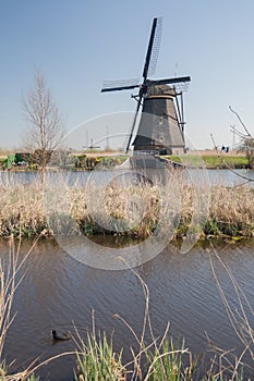 The Netherlands, dutch windmills landscape at Kinderdijk near Rotterdam, an UNESCO world heritage site