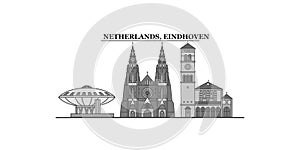 Netherlands, Eindhoven city skyline isolated vector illustration, icons