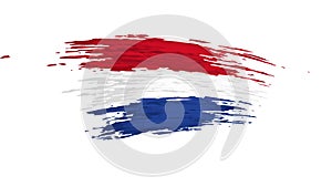 Netherlands flag animation. Brush painted holland flag on white background. Brush strokes. Dutch patriotic template, national