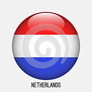 Netherlands flag in circle shape.