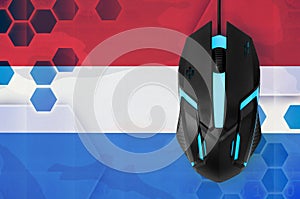 Netherlands flag and computer mouse. Concept of country representing e-sports team