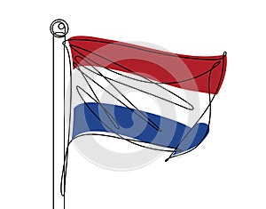 Netherlands Flag Continuous Line Vector