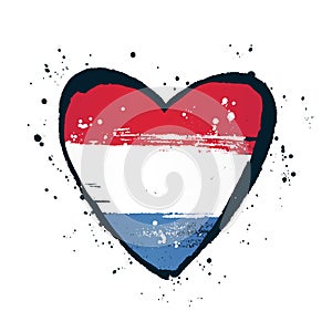 Netherlands flag in the form of a big heart. Vector illustration