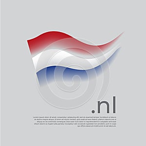 Netherlands flag. Holland flag colors stripes on white background. Vector stylized national poster design with nl domain, place