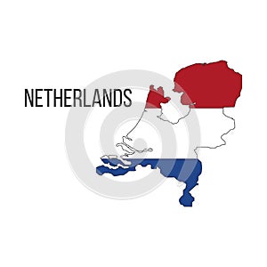 Netherlands flag map. The flag of the country in the form of borders. Stock vector illustration isolated on white background