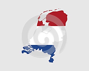 The Netherlands Flag Map. Map of Holland with the Dutch country banner. Vector Illustration