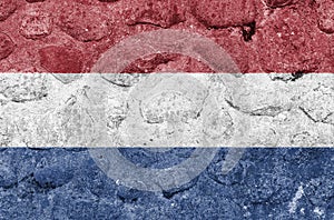 Netherlands Flag on a stone wall.