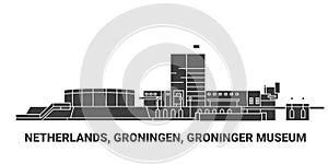 Netherlands, Groningen, Groninger Museum, travel landmark vector illustration photo