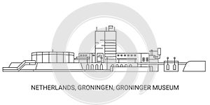 Netherlands, Groningen, Groninger Museum, travel landmark vector illustration photo