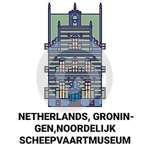 Netherlands, Groningen, Noordelijk Scheepvaartmuseum travel landmark vector illustration