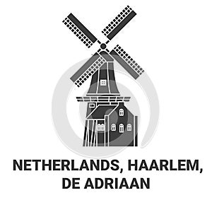 Netherlands, Haarlem, De Adriaan travel landmark vector illustration photo