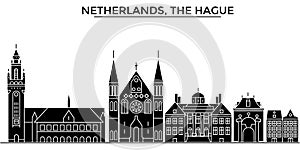 Netherlands, The Hague architecture vector city skyline, travel cityscape with landmarks, buildings, isolated sights on