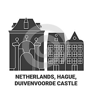 Netherlands, Hague, Duivenvoorde Castle travel landmark vector illustration