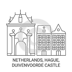 Netherlands, Hague, Duivenvoorde Castle travel landmark vector illustration